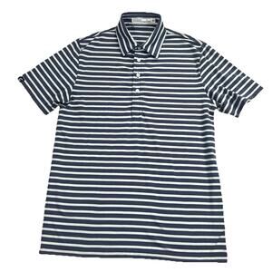Criquet Polo Shirt Mens Size S Blue Striped Cotton Blend Casual Preppy Classic